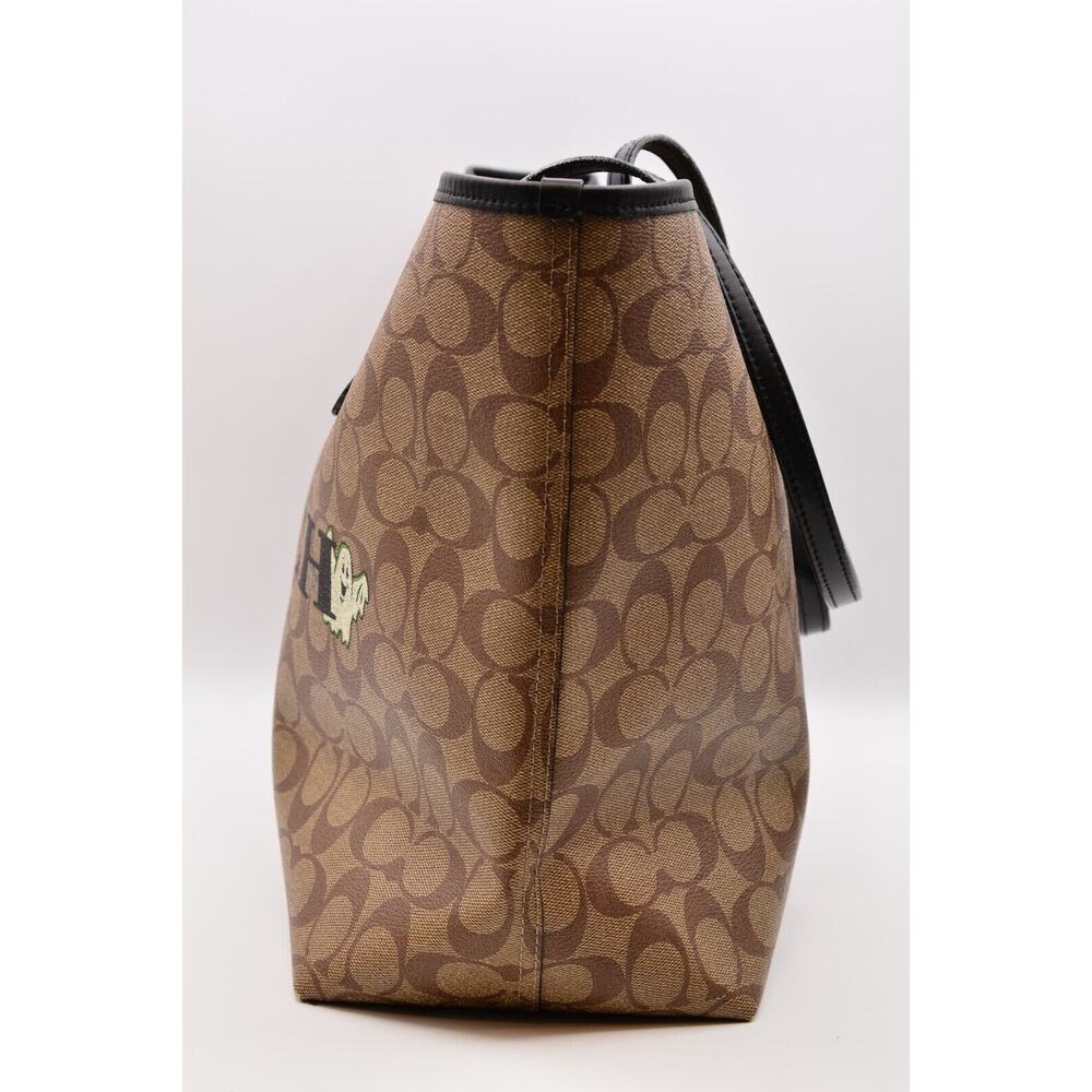 Coach Signature Halloween City Tote In Signature Canvas Pumpkin Ghost RARE - Picture 5 of 11